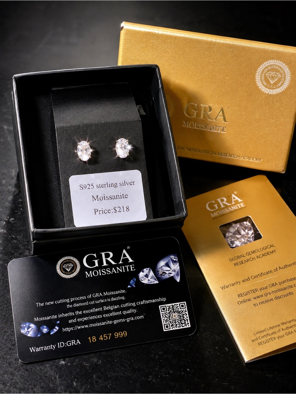 Oval Moissanite Stud Earrings – S925 Sterling Silver with GRA Certificate